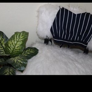 COPY - Navy & White Stripped Cropped Tank